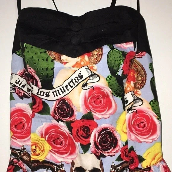 HELL BUNNY Dia De Los Muertos dress SZ Medium - Picture 5 of 7